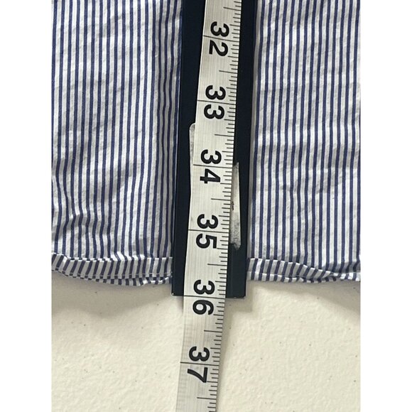 LOFT Embroidered Off Shoulder Blue Stripe Dress XS Boho Summer Casual - Picture 11 of 13